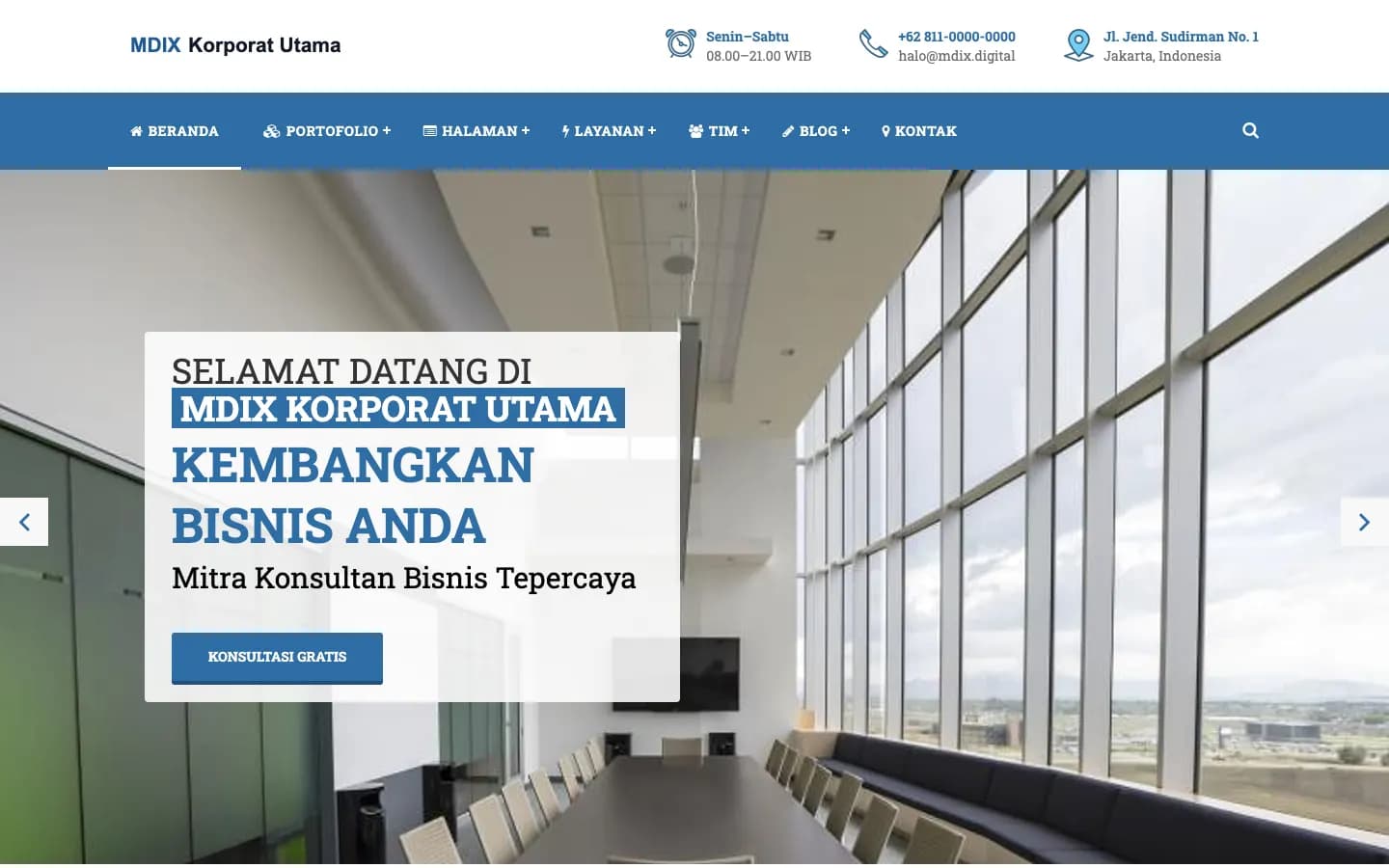 Pratinjau template MDIX Korporat Utama