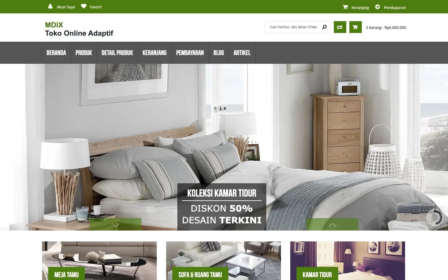 Contoh template toko online MDIX Digital