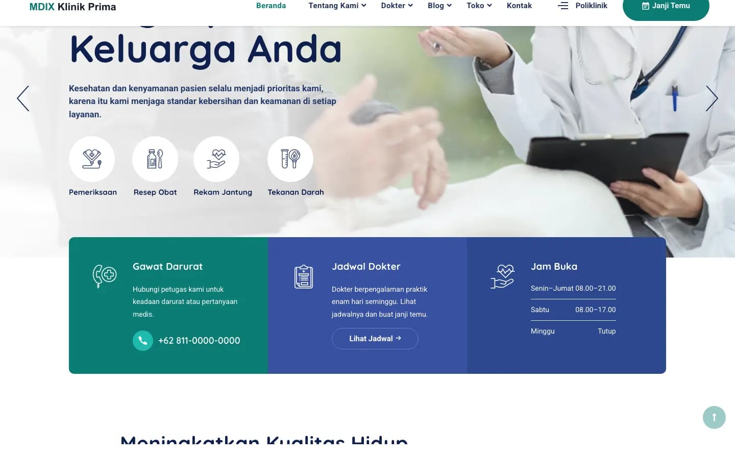 Pratinjau template MDIX Klinik Prima