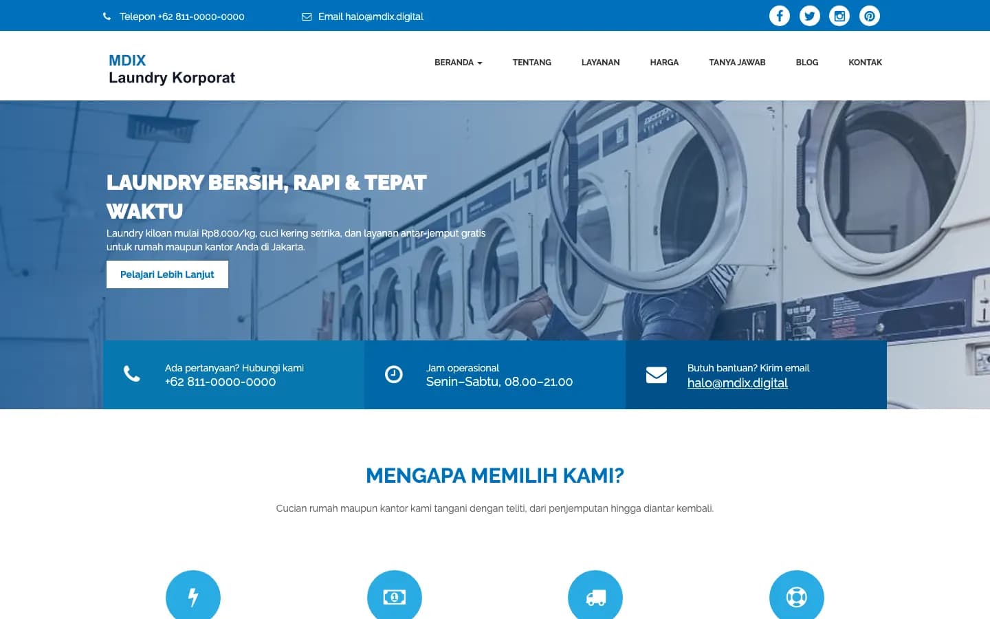 Pratinjau template MDIX Laundry Korporat
